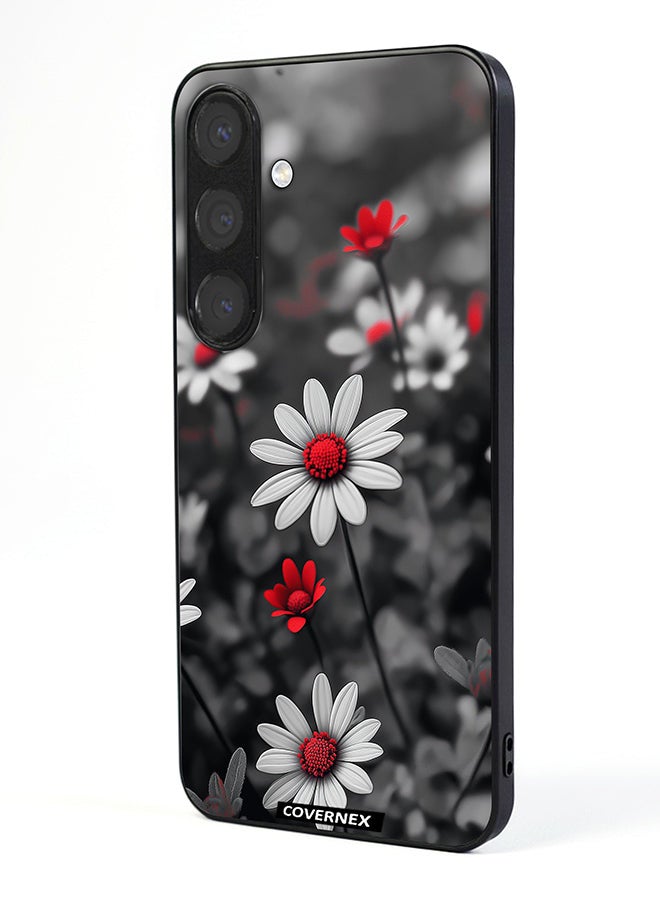 Covernex Samsung Galaxy S24 Protective Case Cover Printed Featuring Midnight Daisies Set of Flowers - Image 1